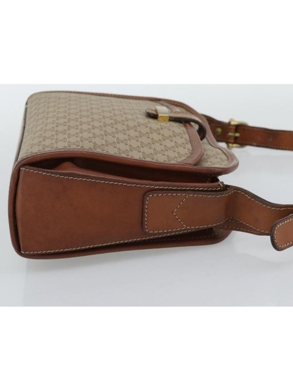 Authentic CELINE Macadam Canvas Shoulder Bag PVC Beige Gold - Picture 13 of 16